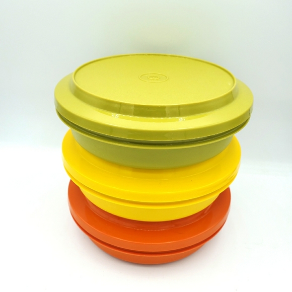 Tupperware Vintage Set Bowls Lids Harvest 1206